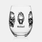 Flaming Skulls Personalized Weinglas Ohne Stiel (Vorderseite)