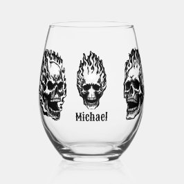 Flaming Skulls Personalized Weinglas Ohne Stiel