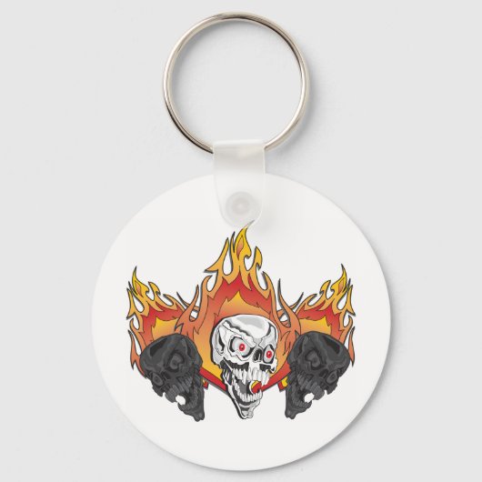 Flaming Skulls Schlüsselanhänger (Vorderseite)