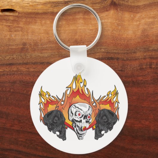 Flaming Skulls Schlüsselanhänger (Vorderseite)