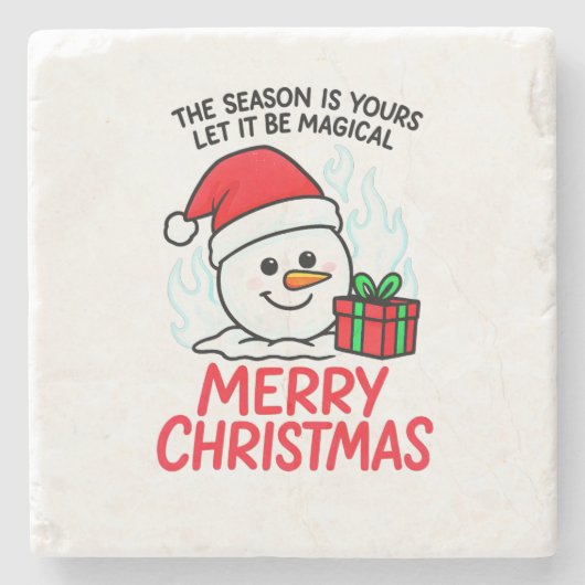 Flaming Snowman Christmas Festive Drink Steinuntersetzer (Vorderseite)