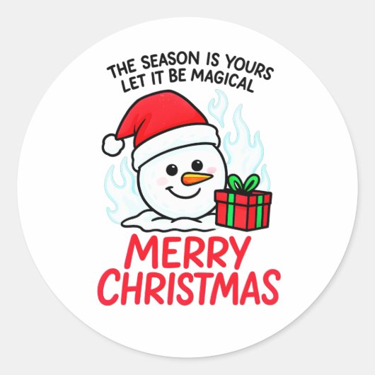 Flaming Snowman Christmas Festive Vinyl Decal Runder Aufkleber (Vorderseite)