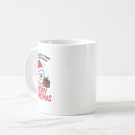 Flaming Snowman Merry Christmas Mug Funny Holiday Kaffeetasse (Vorderseite Links)