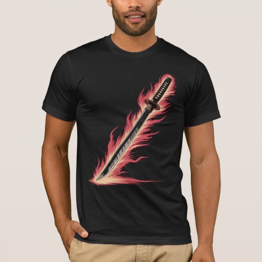 Flaming Sword Tee | Fire Blade Grafik-Shirt (Vorderseite)