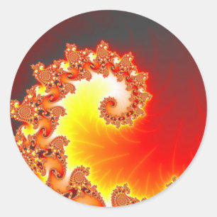 Flaming Tentacle - Fraktal Kunst Runder Aufkleber
