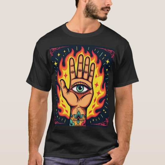 Flaming Third Eye Hand T-Shirt (Vorderseite)