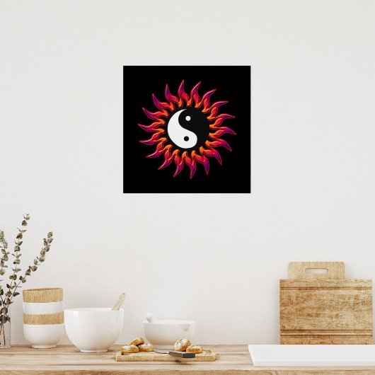 Flaming Yin Yang Sun Poster (Küche)
