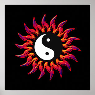 Flaming Yin Yang Sun Poster