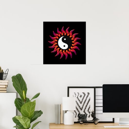 Flaming Yin Yang Sun Poster (Heimbüro)