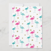 Flamingle Baby-Duschen-Einladungs-aquamarines rosa Einladung (Rückseite)