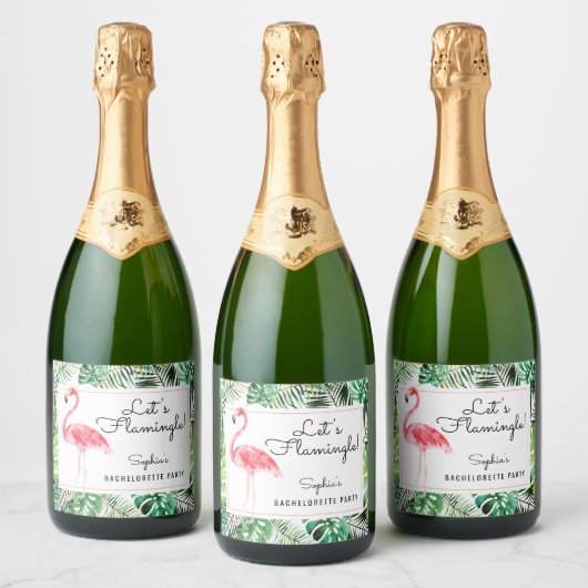 Flamingle Bachelorette Sparkling Wine Labels Schaumweinetikett (Flaschen)