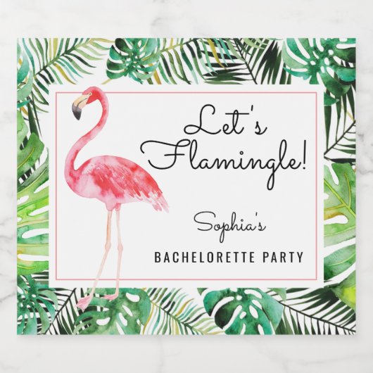 Flamingle Bachelorette Sparkling Wine Labels Schaumweinetikett (Einzelnes Label)