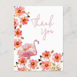 Flamingle Blumiges Dankeschön Postkarte