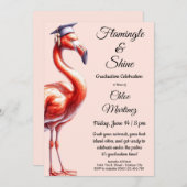 Flamingle & Celebrate! Flamingo Graduation Party Einladung (Vorne/Hinten)