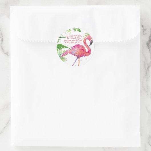 Flamingle des lassend runder aufkleber (Tasche)