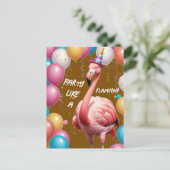 Flamingle & Feast - Funny Flamingo Birthday Surpri Postkarte (Stehend Vorderseite)