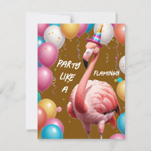 Flamingle & Feast - Funny Flamingo Birthday Surpri Postkarte