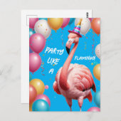 Flamingle & Feast - Funny Flamingo Birthday Surpri Postkarte (Vorne/Hinten)