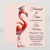 Flamingle & Feiern! Flamingo-Abschlussfeier Einladung (Vorne/Hinten)