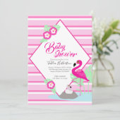 Flamingle Flamingo Baby Dusche Rosa Einladungen (Stehend Vorderseite)