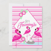 Flamingle Flamingo Baby Dusche Rosa Einladungen (Rückseite)