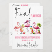 Flamingle, Flamingo Bachelorette Wochenende Einladung (Vorne/Hinten)