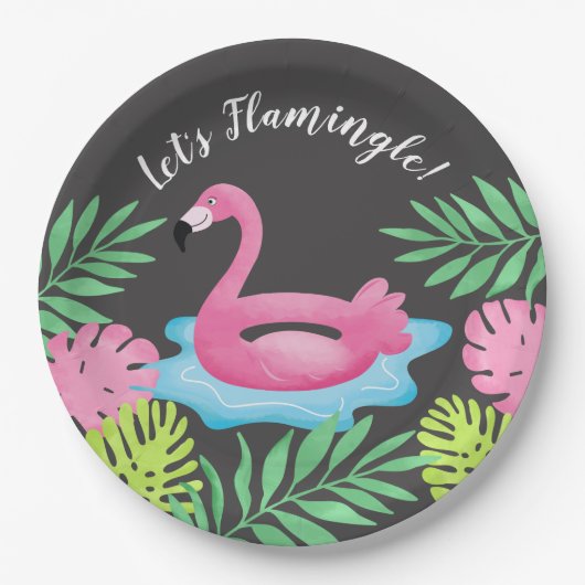 Flamingle Flamingo Tropical Paper Plate Pappteller (Vorderseite)