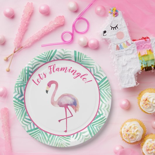 Flamingle Flamingo Tropical Paper Plate Pappteller (Party)