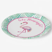Flamingle Flamingo Tropical Paper Plate Pappteller (Schrägansicht)