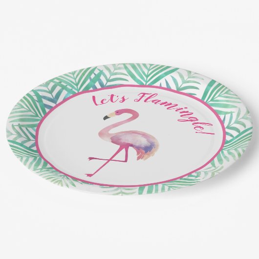 Flamingle Flamingo Tropical Paper Plate Pappteller (Schrägansicht)