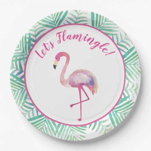 Flamingle Flamingo Tropical Paper Plate Pappteller (Vorderseite)