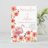 Flamingle Floral Wedding Einladung (Stehend Vorderseite)