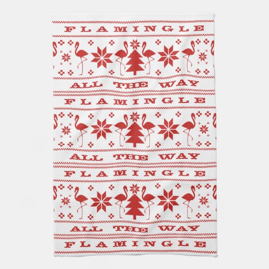 Flamingle ganz Way Christmas Sweater Red Geschirrtuch (Vertikal)