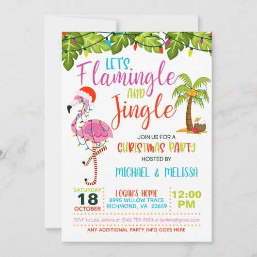 Flamingle & Jingle Christmas Party Einladung - WH (Vorderseite)