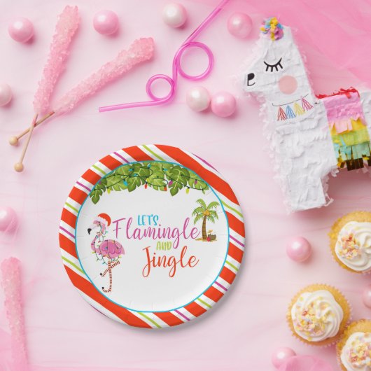Flamingle & Jingle Christmas Party Paper Plate - W Pappteller (Party)