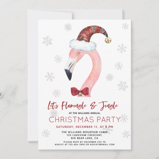 Flamingle & Jingle Santa Flamingo Christmas Party Einladung (Vorderseite)
