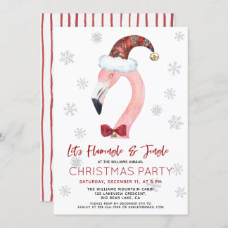 Flamingle & Jingle Santa Flamingo Christmas Party Einladung