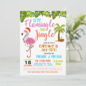 Flamingle & Jingle Weihnachten im Juli Einladung (Stehend Vorderseite)