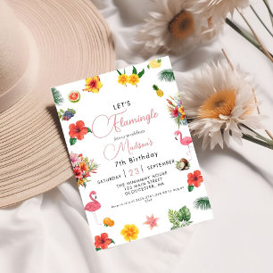 Flamingle Luau Floral Tropical Summer Birthday Einladung