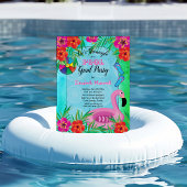 Flamingle Pink Floral Abschluss Pool Party Einladung