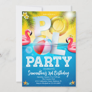 Flamingle Pool Party Geburtstag Einladung