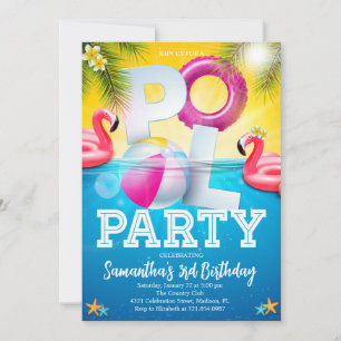 Flamingle Pool Party Geburtstag Einladung