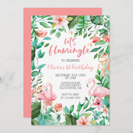 Flamingle Tropical ersten Geburtstag Flamingo Einladung