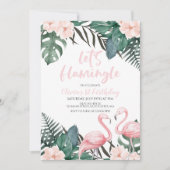Flamingle Tropical Geburtstagsflamingo Einladung (Vorderseite)