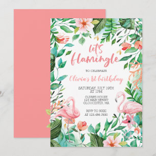 Flamingle Tropicaler erster Geburtstag Flamingo Einladung
