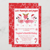 Flamingle und Jingle Flamingo Christmas Geburtstag Einladung (Vorne/Hinten)