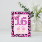 Flamingo 16 . Geburtstag Birthday Postkarte (Stehend Vorderseite)