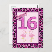 Flamingo 16 . Geburtstag Birthday Postkarte (Vorne/Hinten)