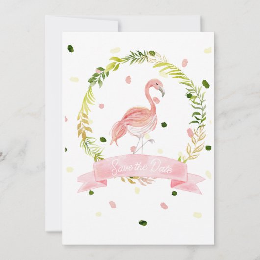 Flamingo 1. Geburtstag Einladung Let's Flamingle (Rückseite)