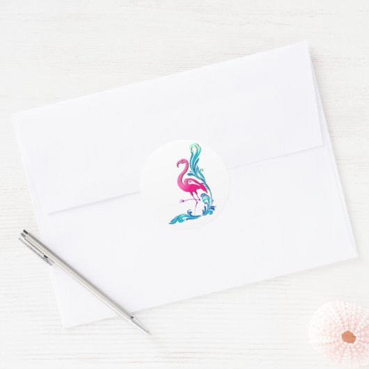 Flamingo 1 runder aufkleber (Umschlag)